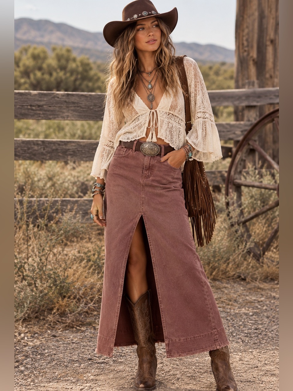 Urban Outfitters BDG Brown Denim Maxi Skirt Size Small